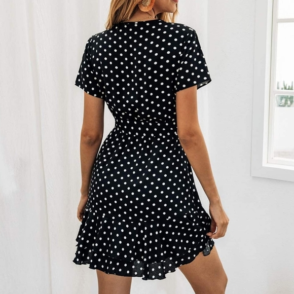 NEW! Women's Black Polka Dot Dress size XL - Picture 3 of 6